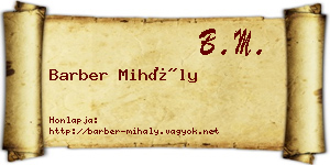 Barber Mihály névjegykártya